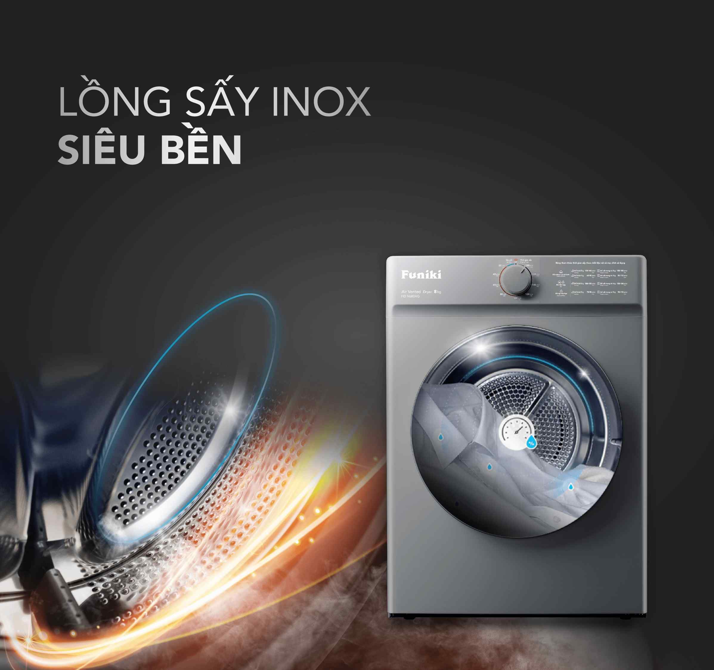 Máy sấy thông hơi Funiki 8kg HD V680AG